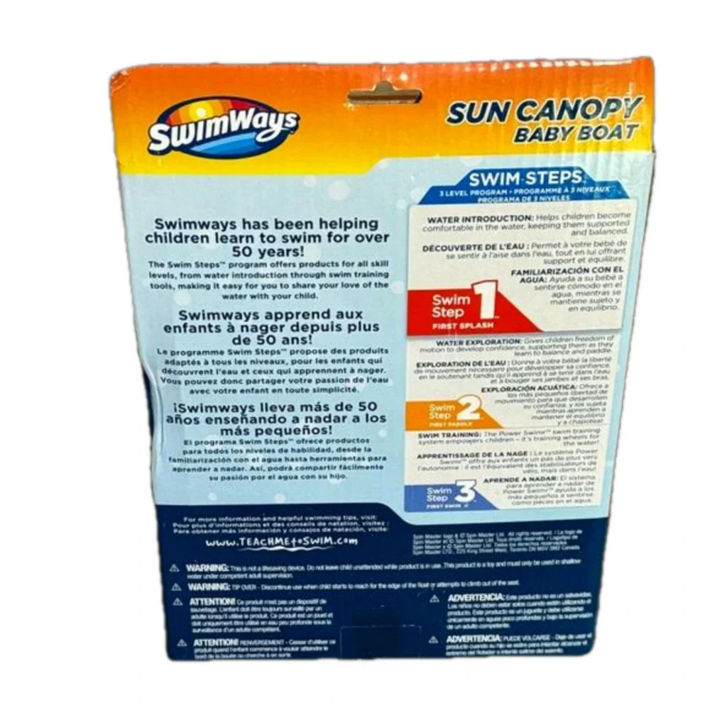 Swimways Sun Canopy Baby Boat Blue Swim Step 1 First Splash 9-24 Months